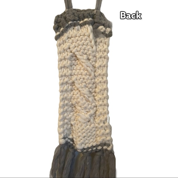 Boho braided wall tapestry gray and off white - Picture 5 of 8